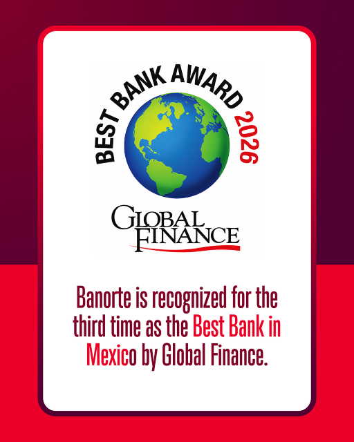 Banorte recognized as the Best Bank in Mexico by Global Finance